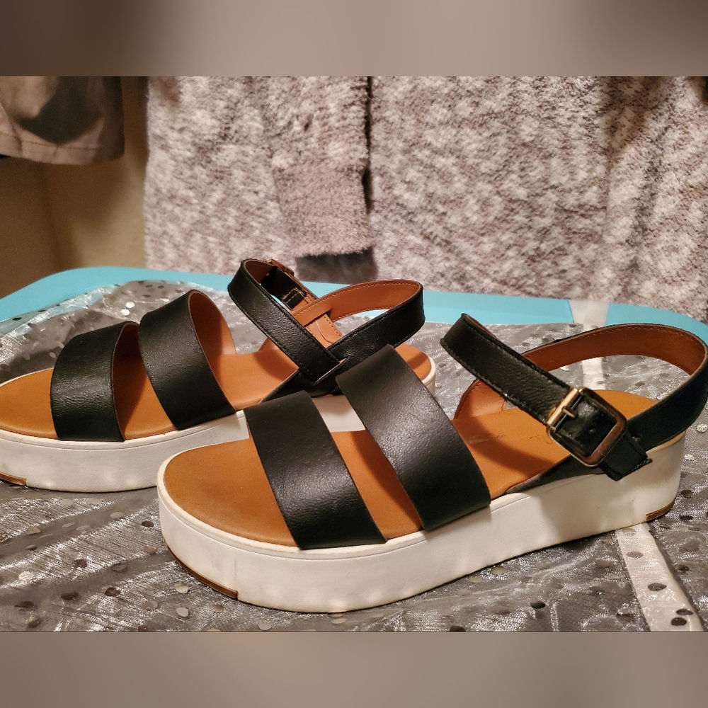 Black and white sandals